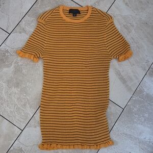 Zara Orange and Black Striped Top